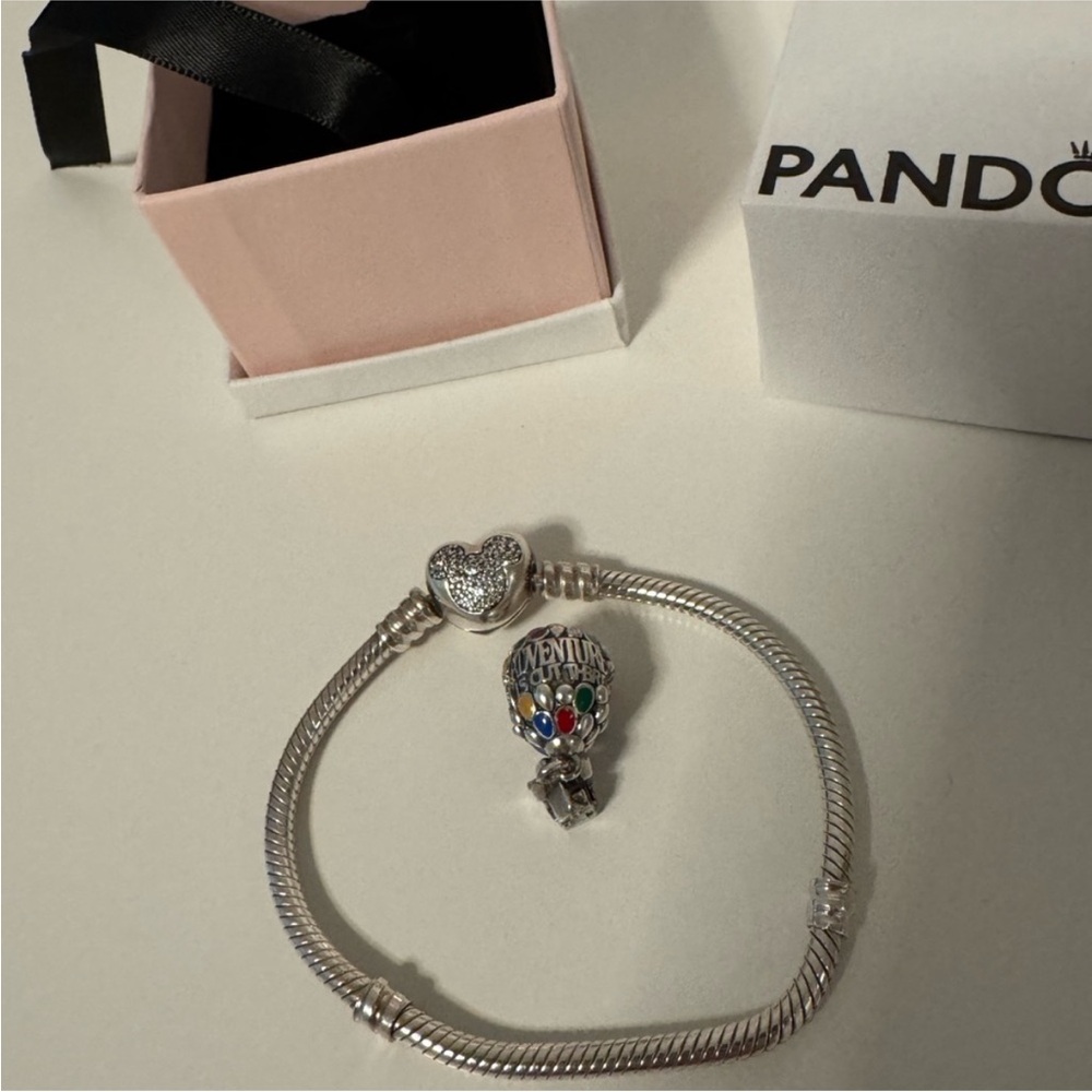 Pandora Silver and Red Charm Bracelet